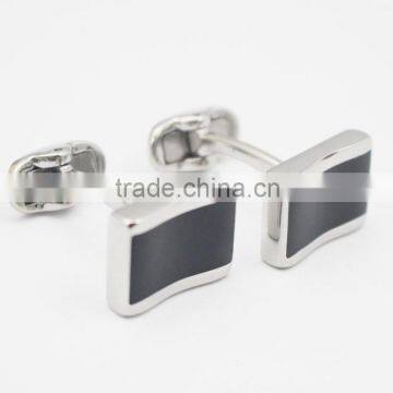 Wholesale Black Stainless Steel Custom Men's Cufflinks photo-2