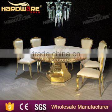 Golden Stainless Steel Round Wedding Dining Table With Led Light MDF Top photo-5