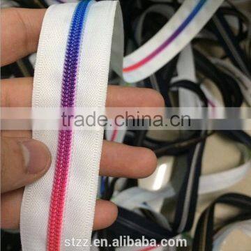 Colorful tape double slider garment metal zipper