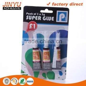 Jinyu hot sale factory price oem odm welcome 3 seconds quick dry 100%Cyanoacrylate super glue 3g