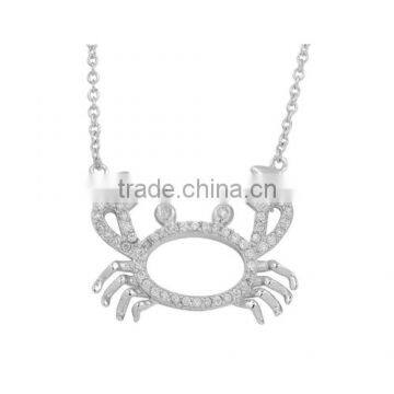 Crab Pattern Design Sterling Silver Pendant Necklace