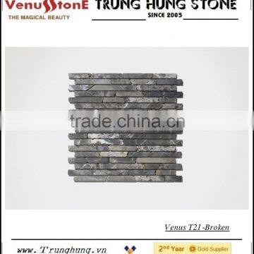 Dark Emperador Broken Edge Marble Mosaic Tiles photo-3