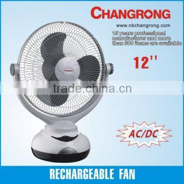 Rechargealbe emergency 12'' table fan with LED CR-1038