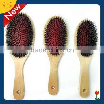 Wooden handdle boar bristle mixes nylon hair brushboar bristle wooden hair brush , soft bristle hair brush , professional wooden