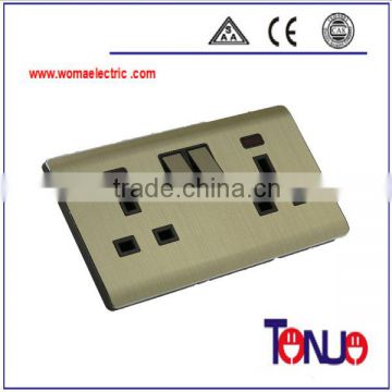 Double gang 13A switch socket with indicator