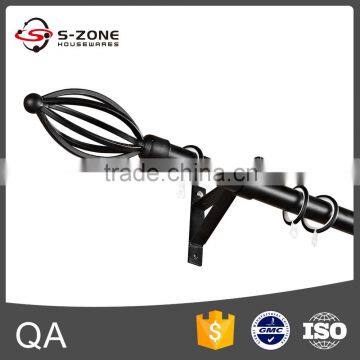 Top design wrought Iron Decoration Curtain Rod with finial bracket Accessories