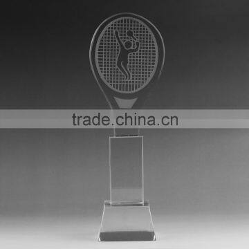 Sports awards with base for business gifts factory direct customized K9 glass badminton pingpong basketball trophy