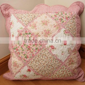 Shabby Chic Vintage Pink Floral Patchwork Cotton Cushion Covers 18"