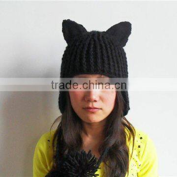 knitted winter hat with flaps