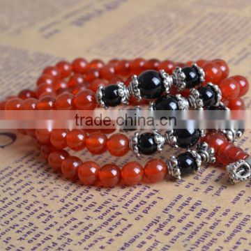 Natural red agate jade lotus tower bead bracelet 108 beads bracelet with crystal bracelet