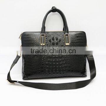 New Men's Briefcase Crocodile Grain Bag Black PU Leather Briefcase photo-2