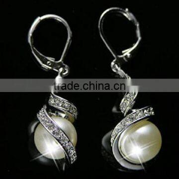 18k gold austrian crystal dangle earring pearl