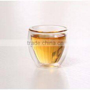 250ml double walled glass tea cup with handle