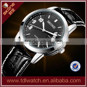 Brand Skone Fashion Brown Leather Date Watches For Couple/Lovers