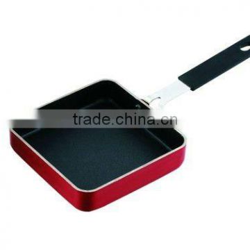 Alumium wine red square frying pan with black non-stick(12cm)