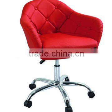 red sofa chair with casters and adjustable lift