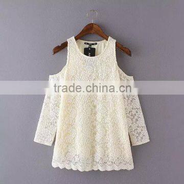 woman clothing open shoulder lace top