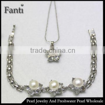 Silver plated pearl costume jewelry sets wholesale