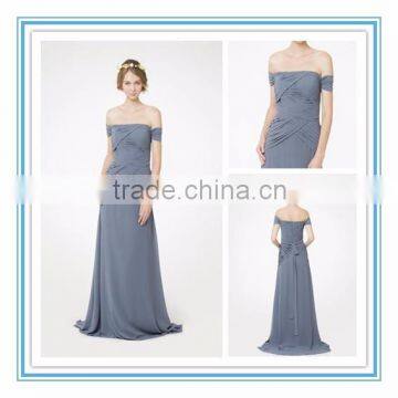 2015 New Strapless Draped Drop Shoulder Natural Waist Bridesmaid Gown A-Line Long Bridesmaid Wedding Dress Patterns(RHM-2101)