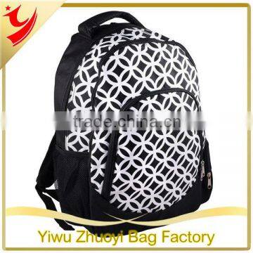 Black and White Reinforced Design Water Resistant Backpack Adjustable Padded Shoulder Straps