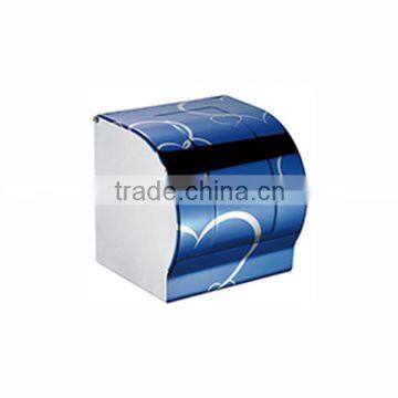 Made in China new design pattern bathroom roller blue sainless steel wall mounted tissue box holder