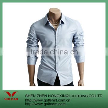 Light Blue Color 100 Polyester Shiny Outdoor Slim Men Shirts