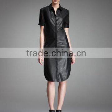 Girls Viscose Jersey and Leather Dress