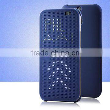 Smart Flip Dot View Cover Case For HTC One M8 Auto Sleep Wake function Phone Case With Stylish Matrix Design