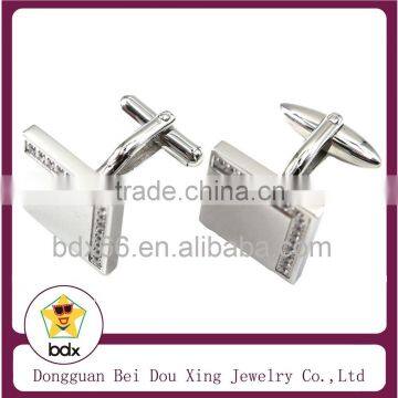 High Quality Stylish 2015 Stainless Steel Square Weddings Cufflink Inlay With Shiny Stone Design For Mens Shirts