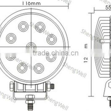 4" 27W 9--32V Round Epistar led work light 27w led working light