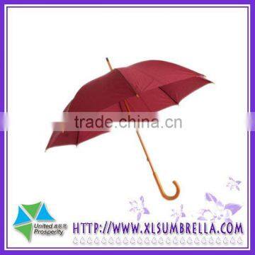 23''Pongee Fabric Rain wooden umbrella