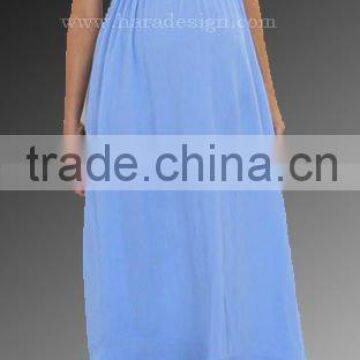 full length cotton maternity dress with noodle straps