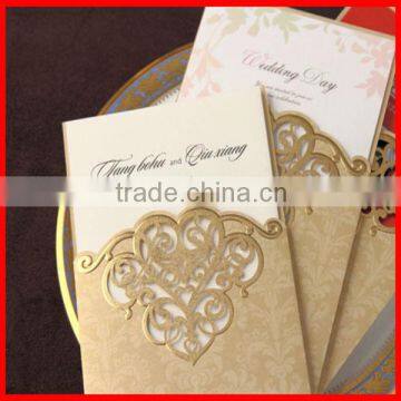 Delicated royal design gold happy ornamental engravingwedding invitation card