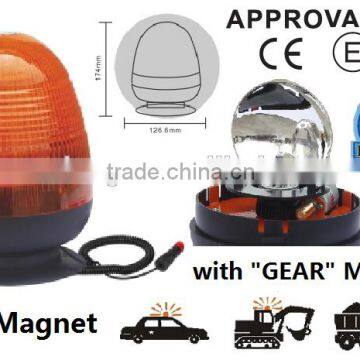 E-MARK Revolving Halogen H1 Warning Light, ECE MARK Rotating Halogen Warning Beacon(SR-BL-504RM-2) With Power Magnet And Socket