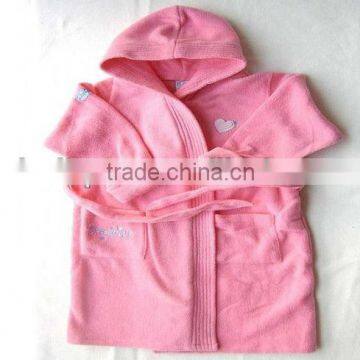 Baby Girls Bathrobe Cotton Pink Sleepwear Cute With Hood Robe