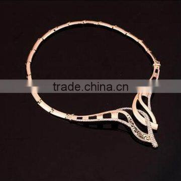 Wholesale Good Quality Wedding Jewelry Set Gold Metal Crystal Stone Knotted Necklace Earring Set 4PCS Jewelry Set For Women photo-5
