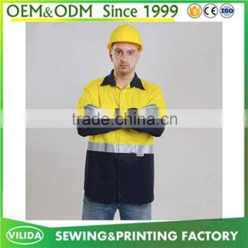 Wholesale high quality long sleeve yellow 3M reflective coat workwear shirt