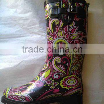 ladies fashion rubber latex rubber rain boot