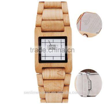 Hot Sale Top Gift Item Black Ebony Wood Watch Square Face Luxury Wristwatch Wooden Watches for Men Gifts