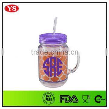 20oz Double Wall Plastic Mason Jar With Insert Paper