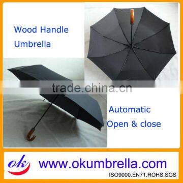 Black Wood Handle Mens Umbrella OKF17