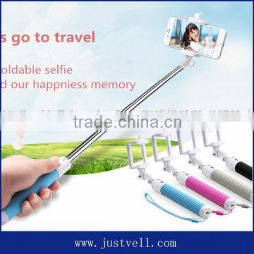 Top selling cable take pole selfie stick blutooth selfie stick colorful portable monopod selfie stick