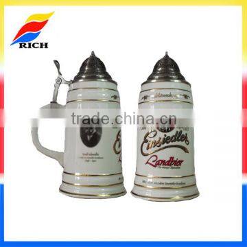 Wholesale high quality beer mug gift with pewter lid