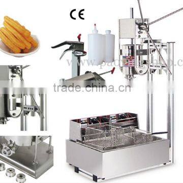 (4 in 1) Commercial 3L Manual Spanish Churros Machine + Working Stand + 12L 110v 220v Electric Deep Fryer + 1L Filling Machine