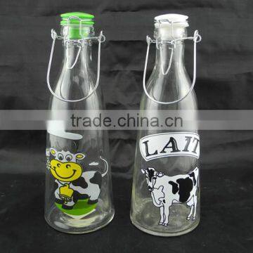 Color decal swing top glass mug for drink milk customize