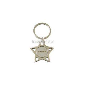 Jewel quality Snowflake shape metal keychains w/printing logo