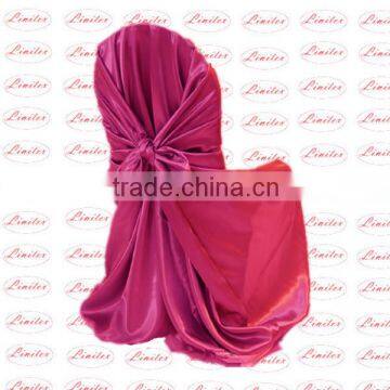 Polyester satin self-tie pillowcase ,wrap chair cover, wedding banquet chair cover with butterfly