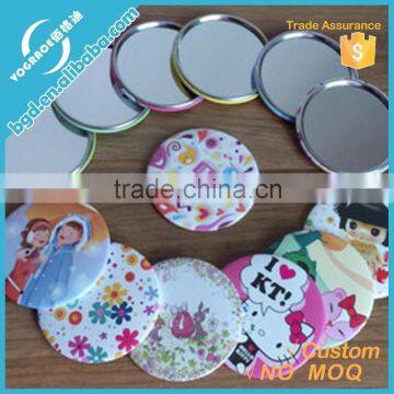 beautiful personalized promotinal tinplate pocket badge mirror/tinplate mirror cosmetic with box