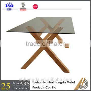 dining table tempered glass MDF leg with oak color tea table