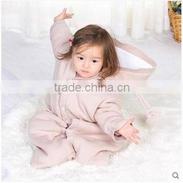 Child baby Knitted anti kicking quilt sleeping bag with detachable cap